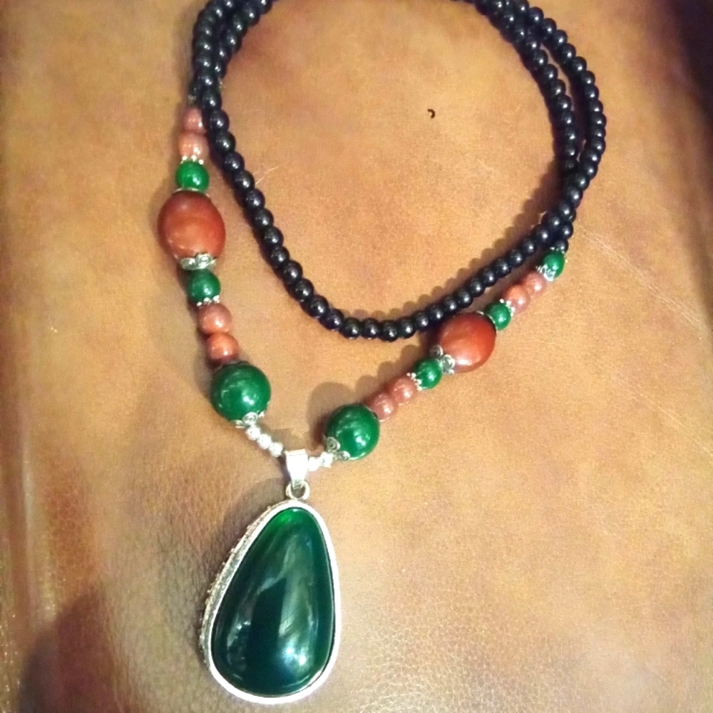 Long vintage style beaded necklace